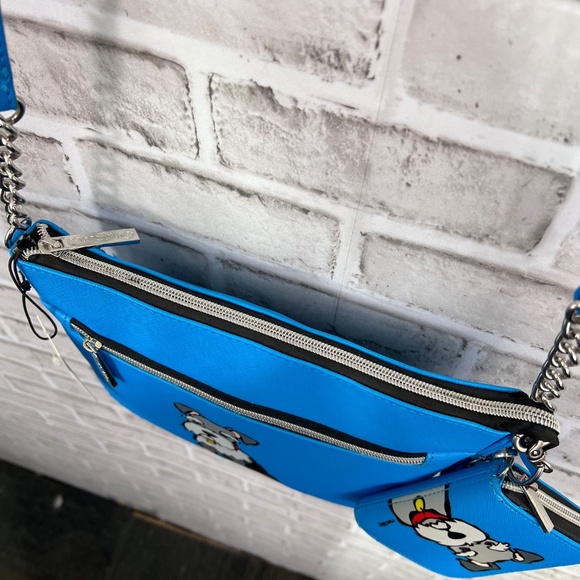 NWT🤩🐶 |•MARC TETRO•| Pretty Blue Crossbody Bag Schnauzer Dog w Matching Wallet - Picture 4 of 14